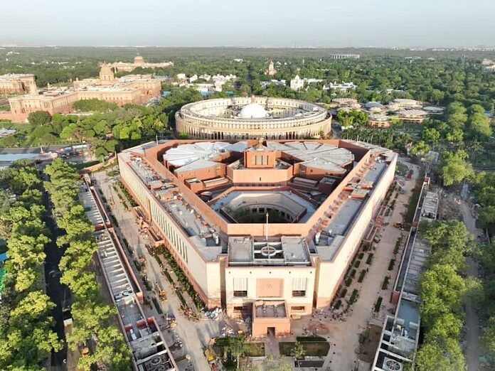 glimpses of the new parliament building, in new delhi